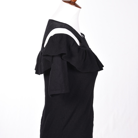 NEW INC Cold Shoulder Top Ruffled Neckline Large - Picture 4 of 8